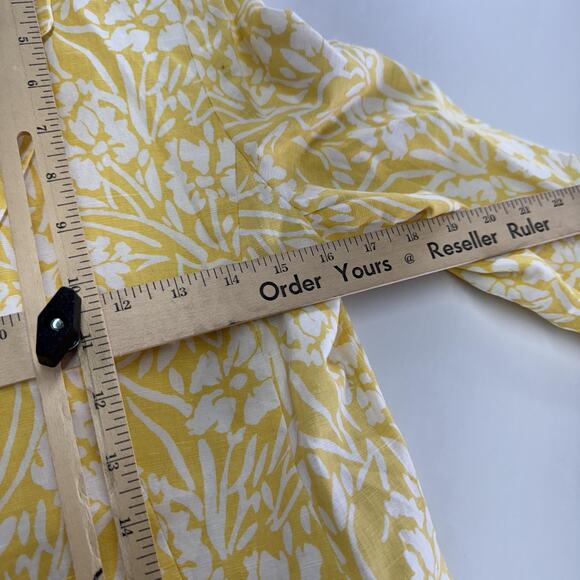 Anthropologie Skies‎ Are Blue Blazer Womens Small Yellow Floral Linen Jacket - Picture 7 of 9